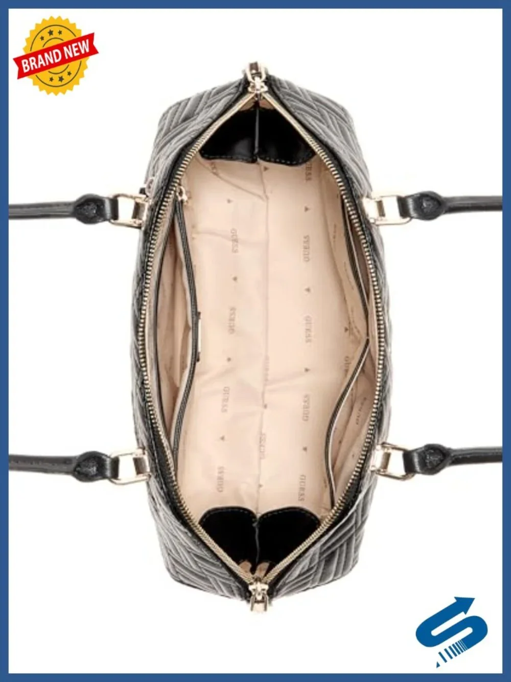 Satchel Shoulder Bag with Gold Hardware ZIP Top